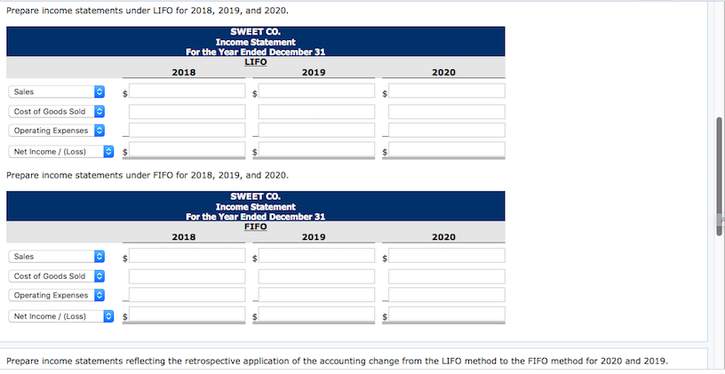 --- -- -- -- | Exercise 22-03 Sweet Co. decides at the