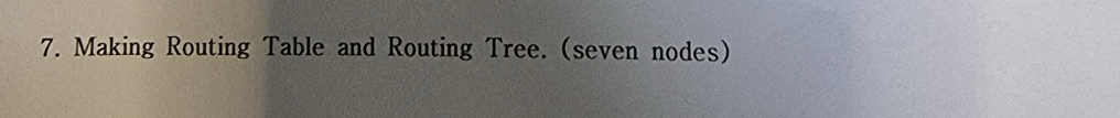  Making Routing Table and Routing Tree. (seven nodes) 