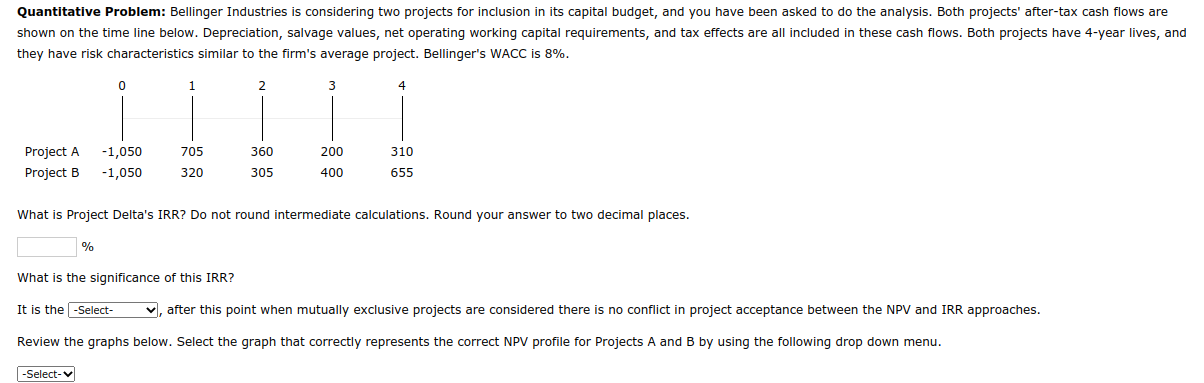 Please answer all questions CORRECTLY. P.S. - "select" dropdown choices: 1st dropdown