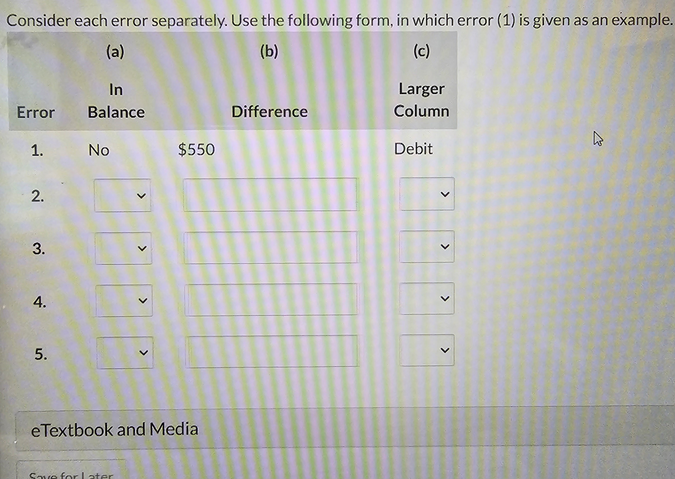 Consider each error separately. Use the following form, in which error