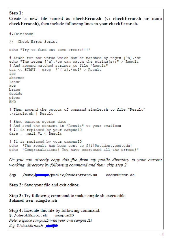  Step 1: Create a new file named as checkError.sh (vi checkError.sh