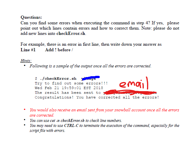 or nano checkError.sh), then include following lines in your checkError.sh. # .