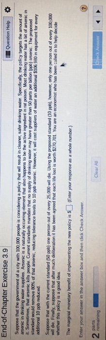  End-of-Chapter Exercise 3.9 Suppose that the govemment of a city with