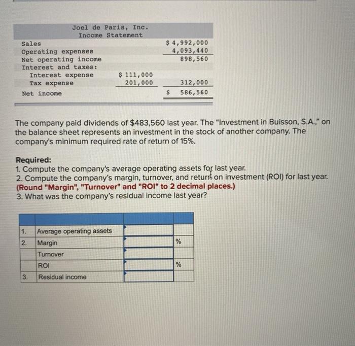 for Joel de Paris, Inc., for last year follow: Joel de Paris,