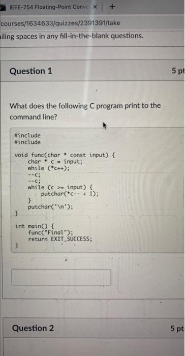 In Program Language C What does the following C program print to