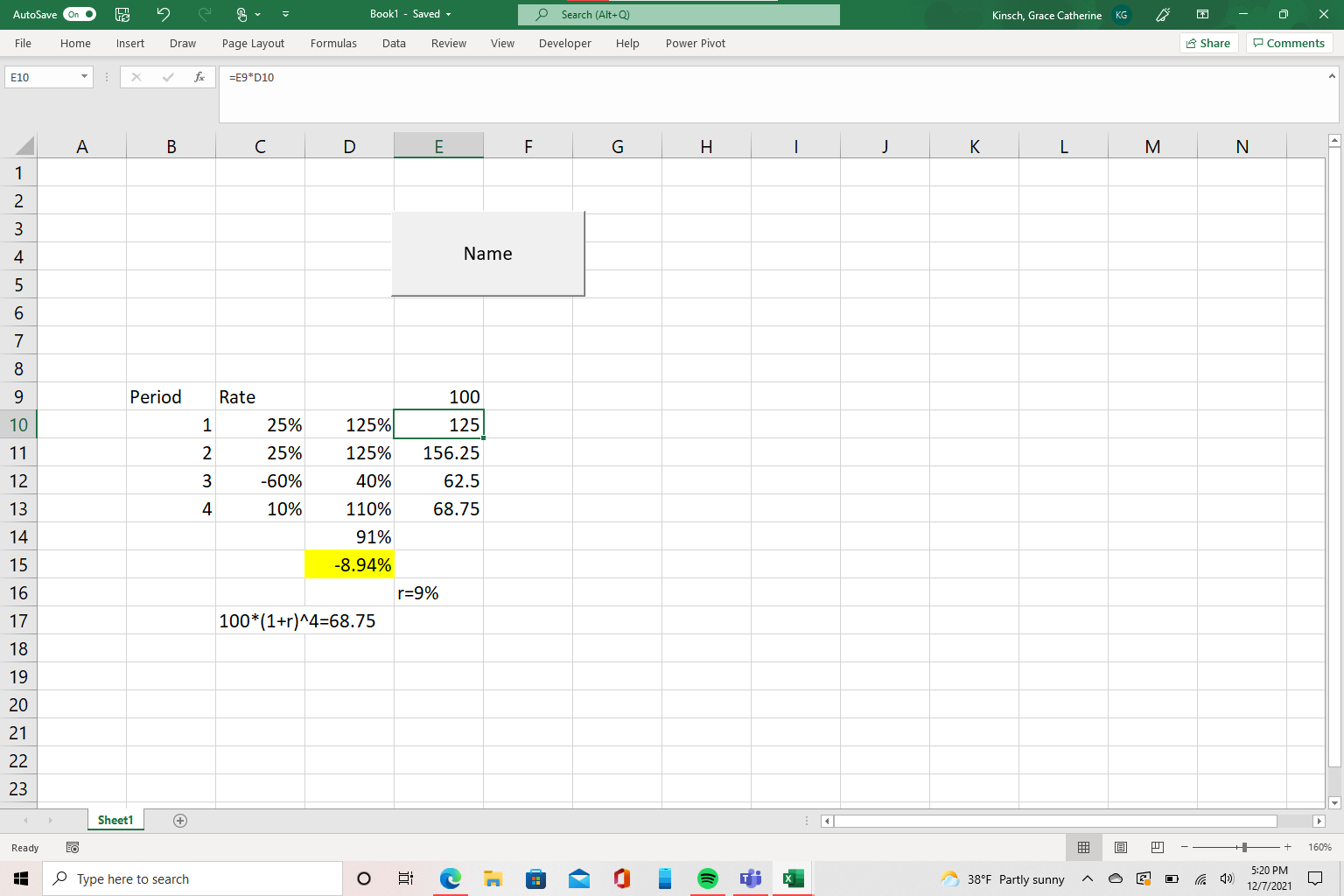 What would be the VBA code for Geometric Mean for Growth Rates?