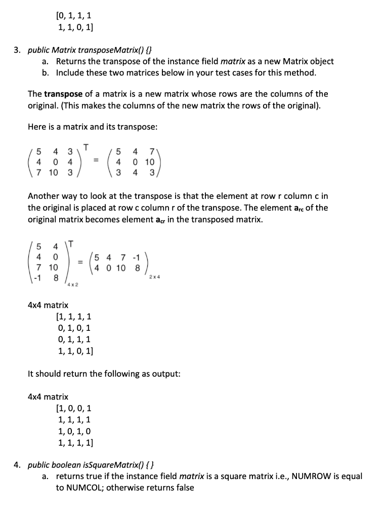 class Unit Testing Part 3: Matrix Library We will be creating a