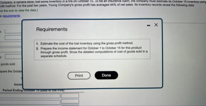 sales. Its inventory tecords reveal the following data: F7: (Cick the ibon