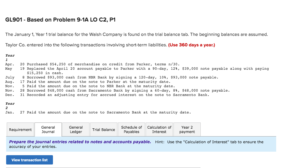  GL901 - Based on Problem 9-1A LO C2, P1 The January