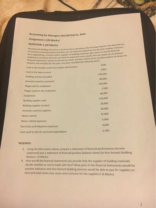 1 (10 Marks) no formal accounting system and e Bulding Services is