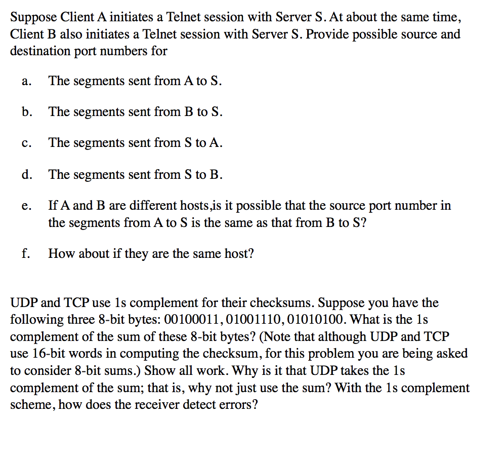 that the TCP segments traveling from Host A to Host B have