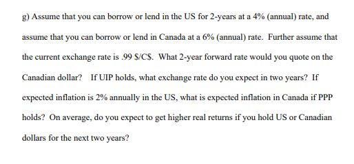 is .95 $/SF, and the 180-day forward rate is.96 S/SF. Currently you