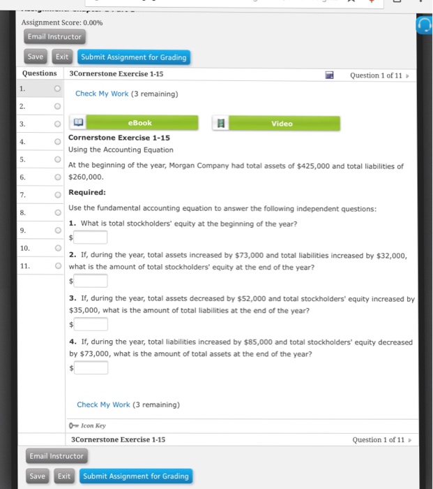  Assignment Score: 0.00% Email Instructor t for Grading Save Exit Submit