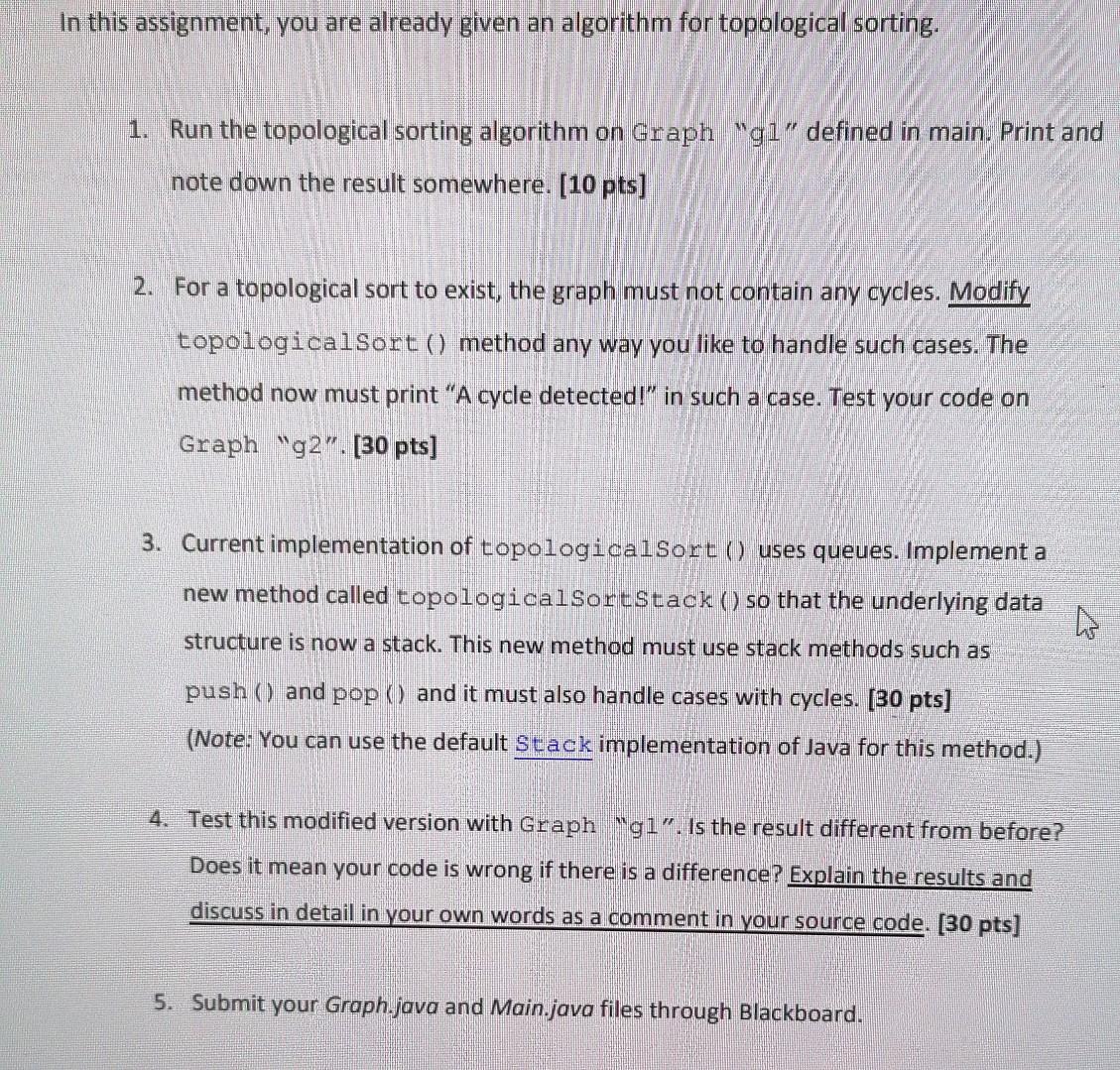 // A Java program to print topological sorting of a graph using
