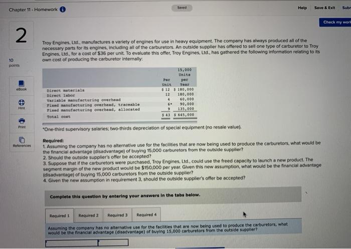 Help Sub Chapter 11 - Homework Save & Exit Check my