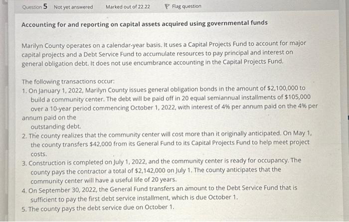  Accounting for and reporting on capital assets acquired using governmental funds