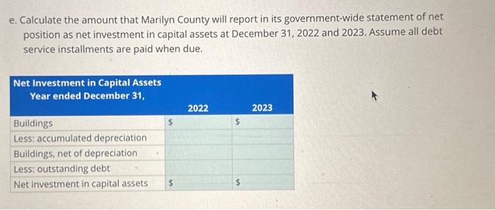 following transactions occur: 1. On January 1, 2022, Marilyn County issues general