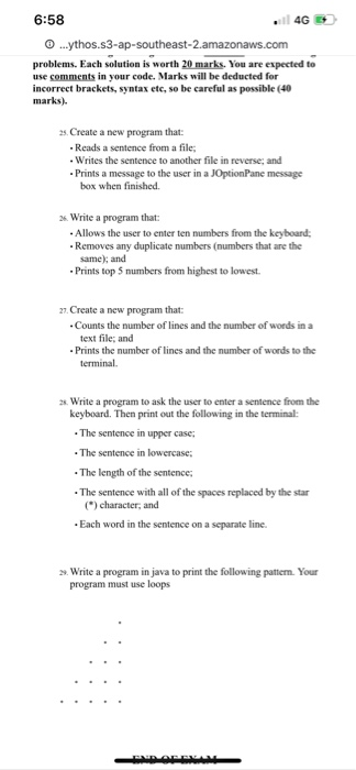 Each solution is worth 20 marks. You are expected to use comments