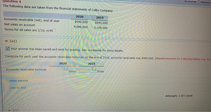  CALCULATOR PRINTERV Question 4 The following data are taken from the