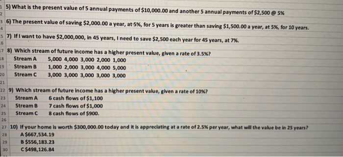  2 4 .6 18 5) What is the present value of