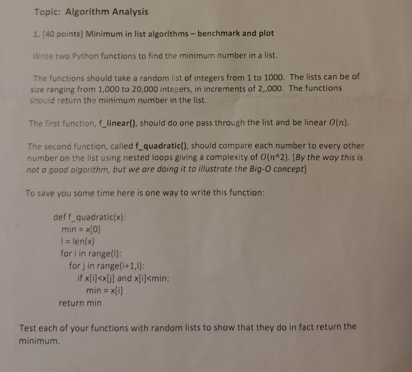 we did in class. Run each of your functions 1 time (e.g.