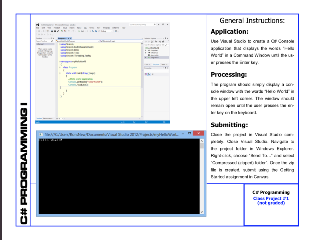 Application: Use Visual Studio to create a C# Console application that displays