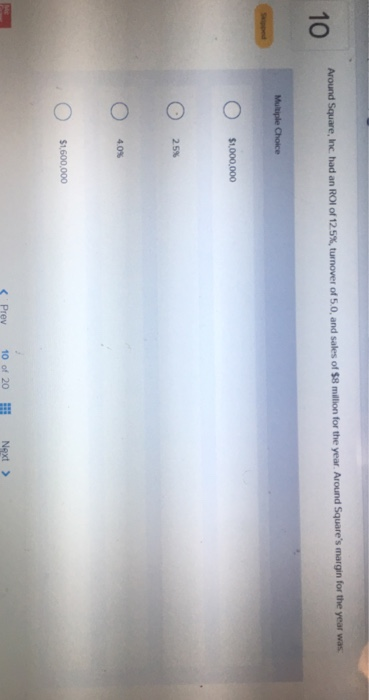 to search Around Square, Inc. had an ROI of 12.5%, turnover of