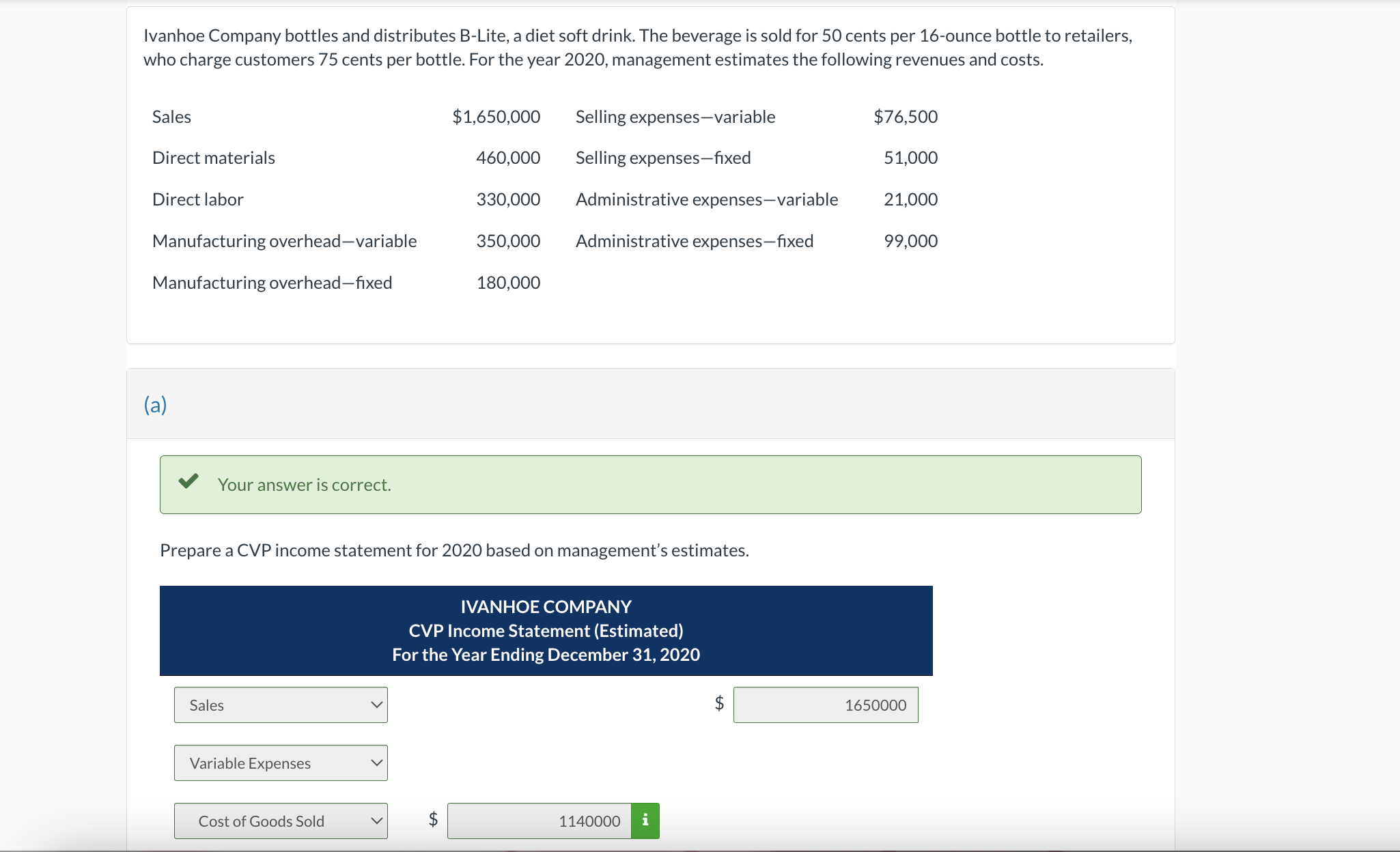 PLEASE HELP WITH PART C Calculate variable cost per bottle. (Round variable