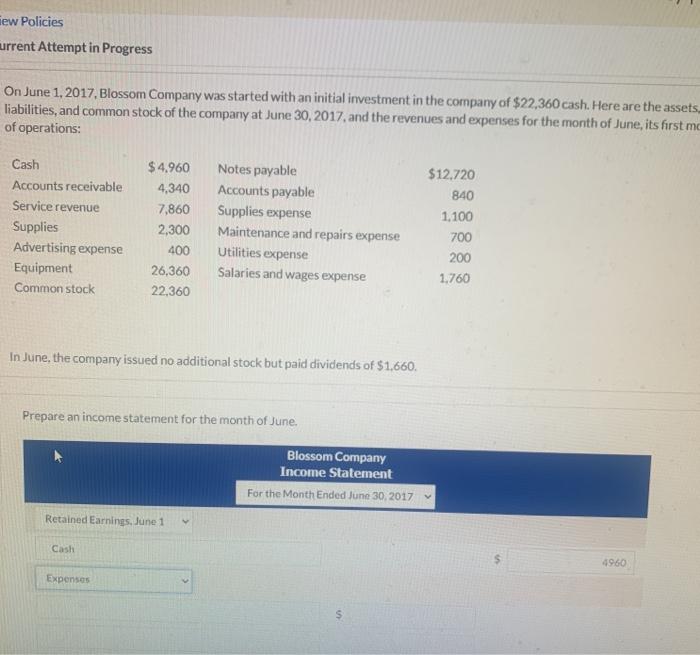  hew Policies urrent Attempt in Progress On June 1, 2017, Blossom