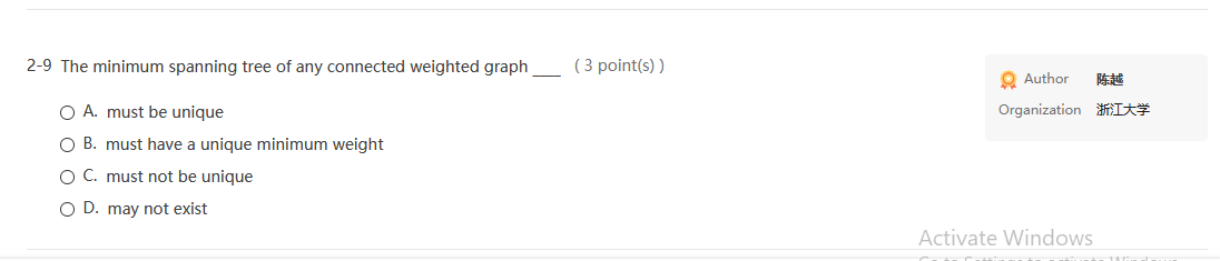point(s)) 2-2 If a DFS sequence of a graph is {V1, V4,