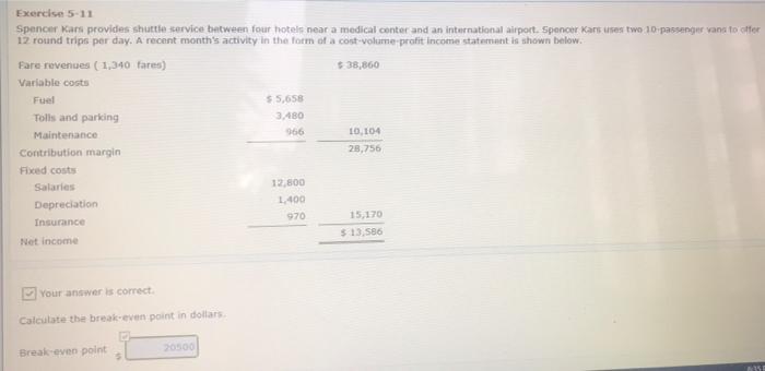  Exercise 5-11 Spencer Kars provides shuttle service between four hotels near