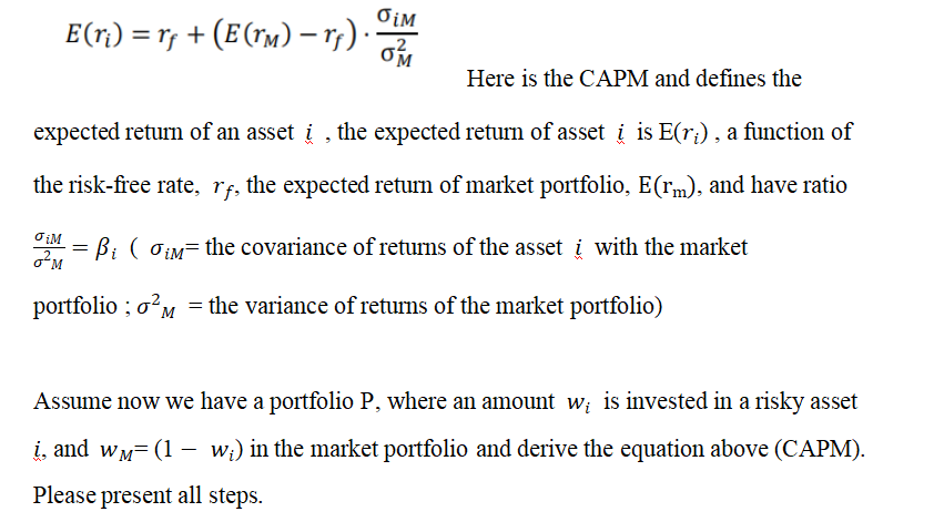  E(ri) = rf + (E(rm) rf) O OM Here is the