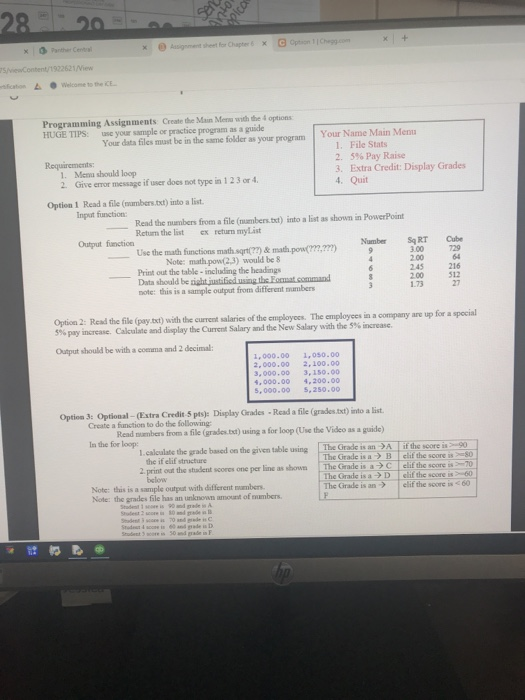  python Content/152261 New Programming Assignments Create the Main Menu with the