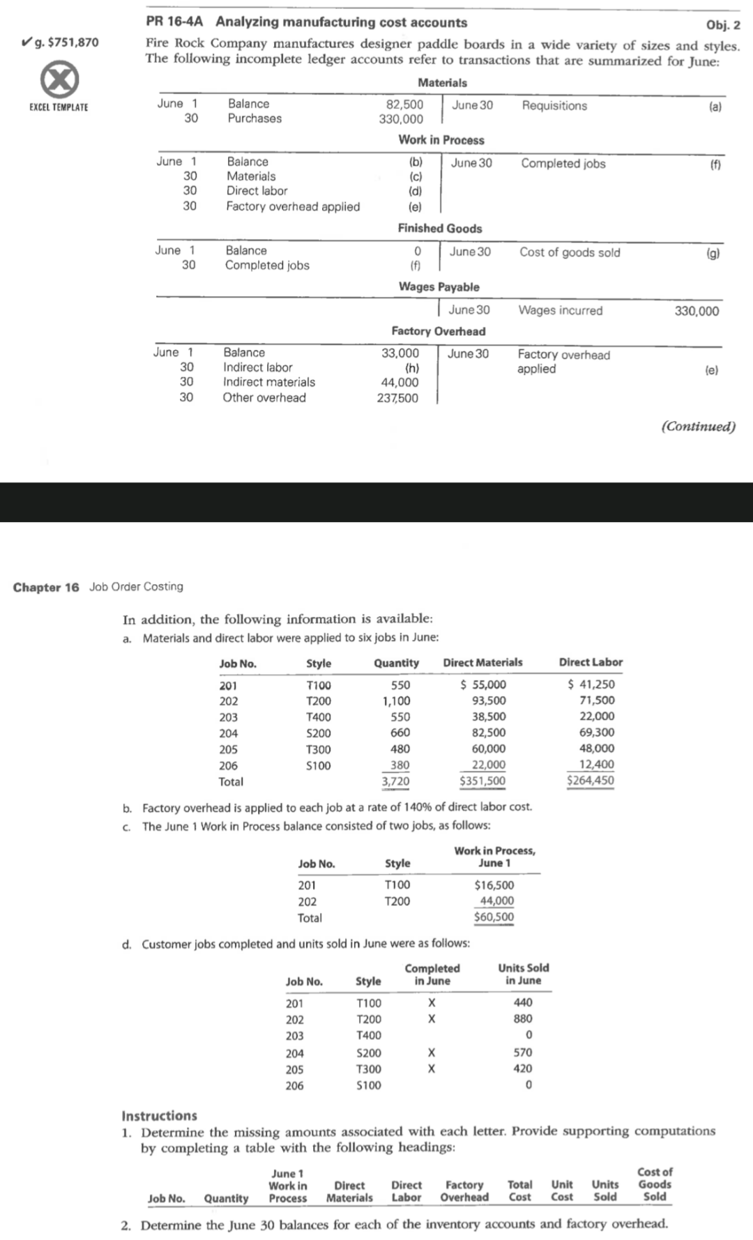  please fill out this sheet given the following information PR 16-4A
