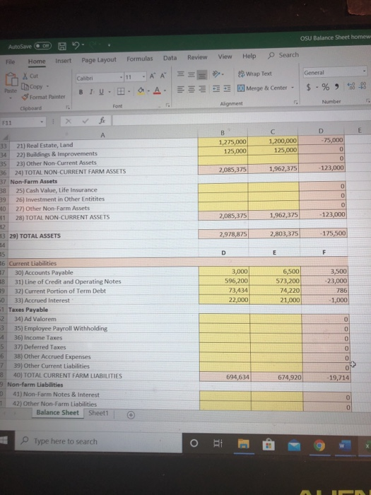 assignment 4) to fill in the blank OSU income statement excel template