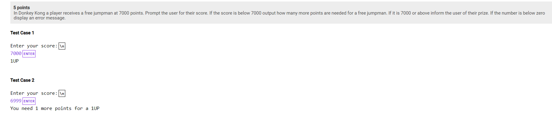 I need this in java pls 5 points display an error message.