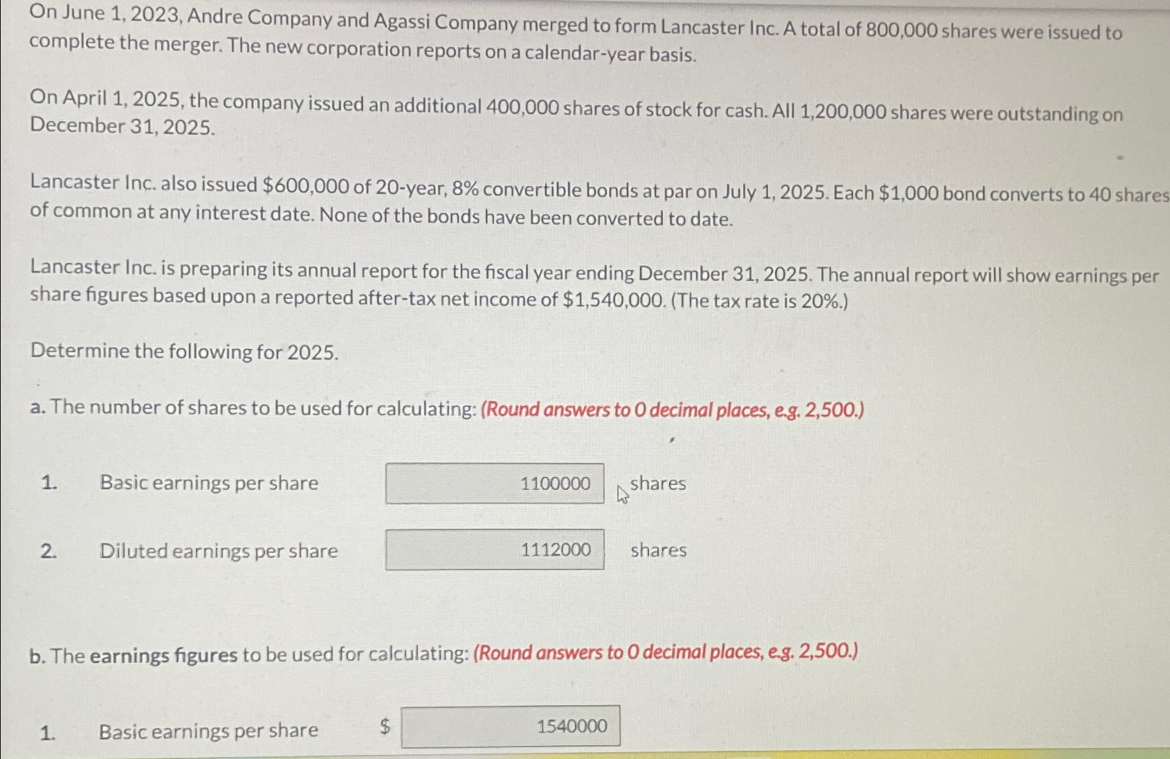  On June 1,2023, Andre Company and Agassi Company merged to form