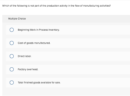 57,300 Beginning FG Cost of Goods Mfg'd 223,300 26,200 1 Multiple Choice