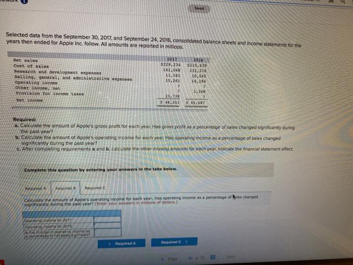  Saved Selected data from the September 30, 2017, and September 24,