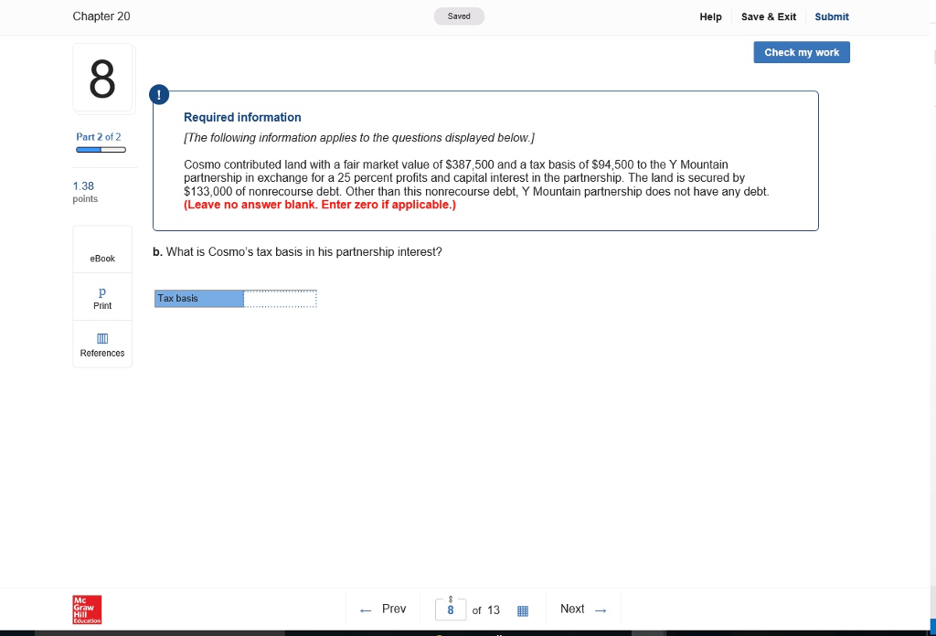  Chapter 20 Saved Help Save & Exit Submit Check my work