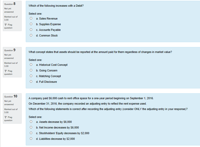 Question Which of the following accounts has a normal debit balance? Not