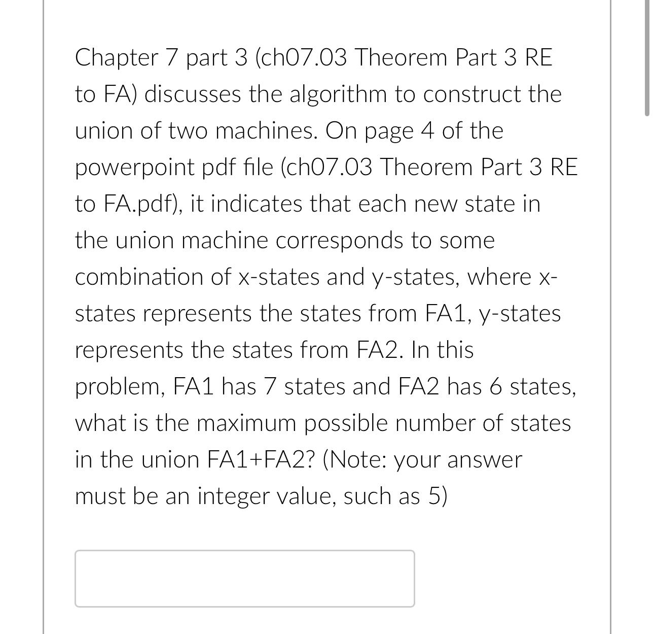  Chapter 7 part 3(ch07.03 Theorem Part 3 RE to FA) discusses