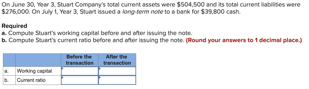  On June 30 , Year 3, Stuart Company's total current assets