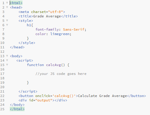 4.18 Multi-Way IF Lab - Calculating Grade Averages Use the provided index.html