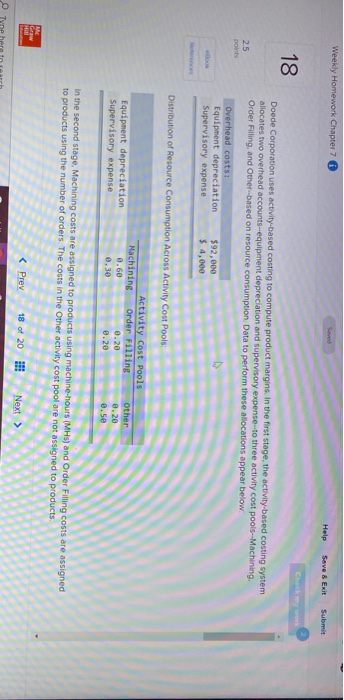  Weekly Homework Chapter 7 Help Save & Exit Submit 18 Doede