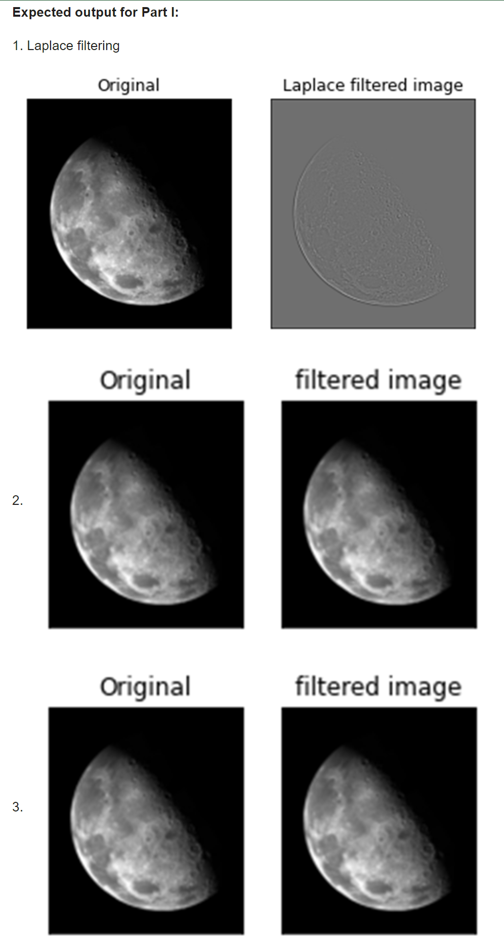 scikit-image/python. - Read a grayscale image moon.png. - Filter the grayscale image