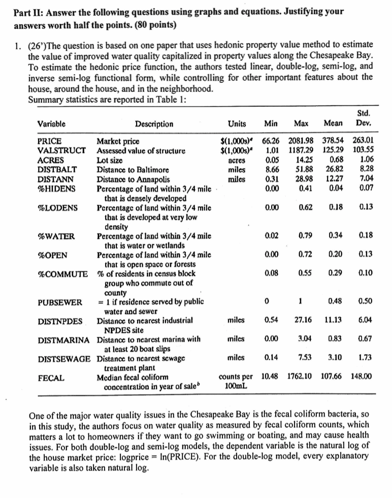  Using the tables, answer the questions. Part II: Answer the following