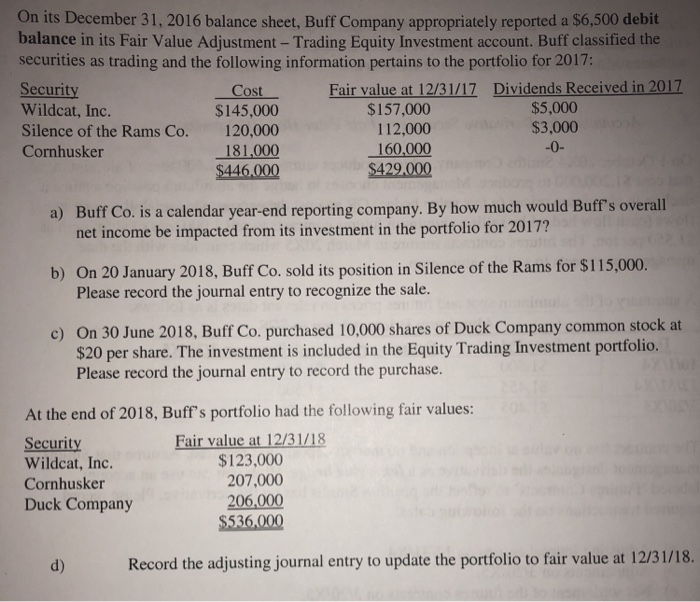  Please help with this equity security. There are questions A through