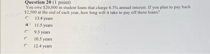 please explain how to get answer, use formula Question 20 ( 1