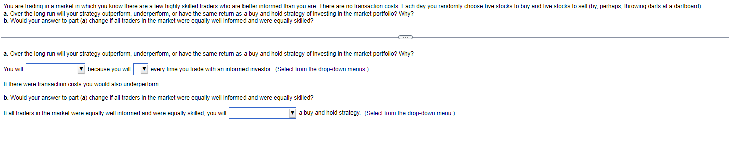 Q8 Q19 Dropdown options for A: underperform, outperform, or have the same